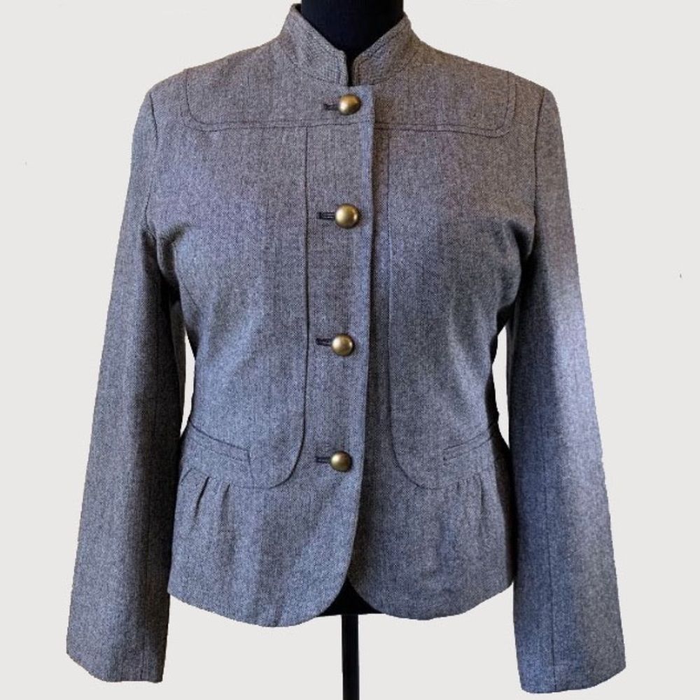 Blazer brown and grey mixed color gold buttons